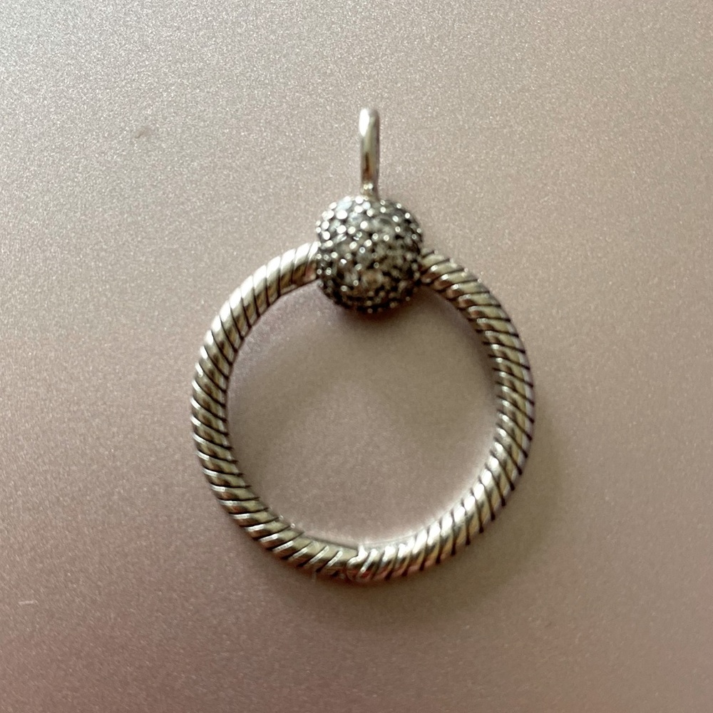 Retired Pandora Sterling Silver Pave O-Pendant